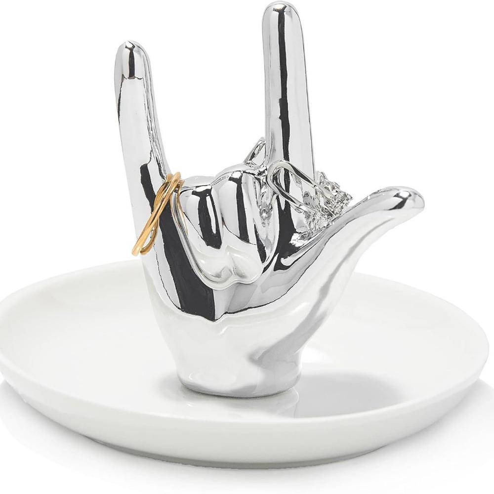 Nordic Ceramic Jewelry Plate Light Luxury Hand Storage Tray Gesture Ring Stand Home Decor