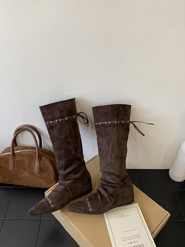 Богемные женские сапоги до колена, кисточки, сапоги из искусственной замши, девичьи сабо, пробковая стелька, длинные боты для женщин, зимняя обувь для улицы