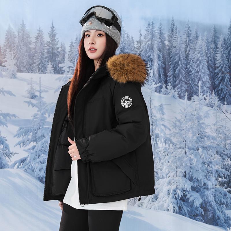 Women's Autumn and Winter Coat Hooded Fur Collar Thickened Loose Windproof Short Women's Jacket