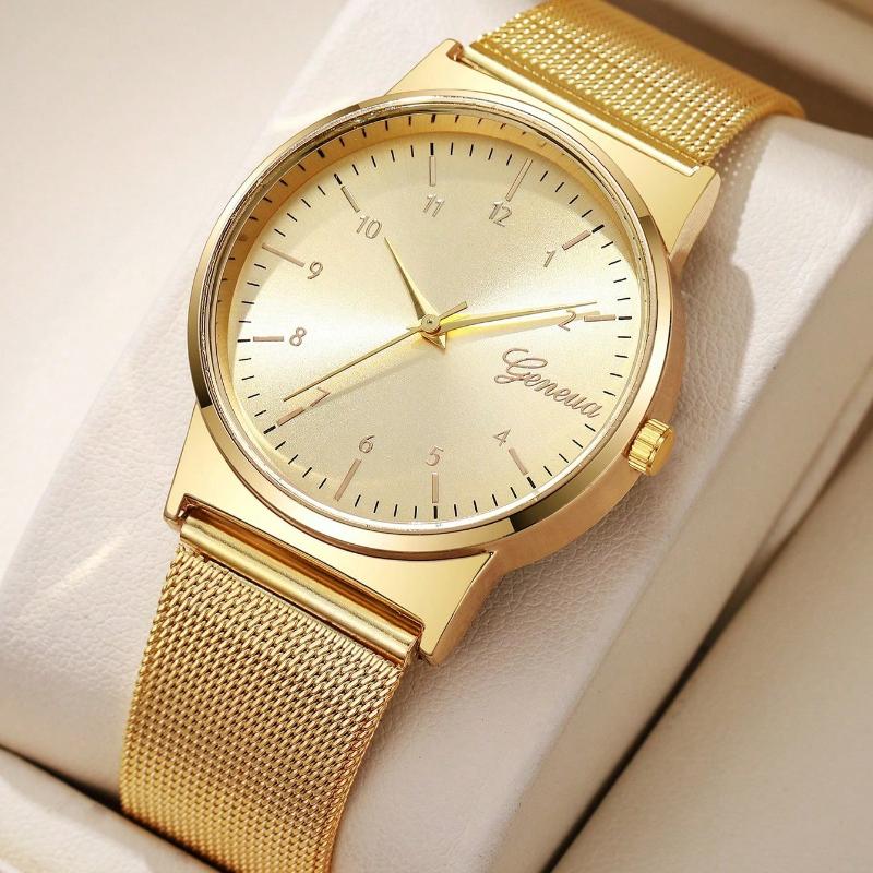 Сетчатый ремешок, кварцевые часы с круглым циферблатом в подарок студентам, возвращающимся в школу