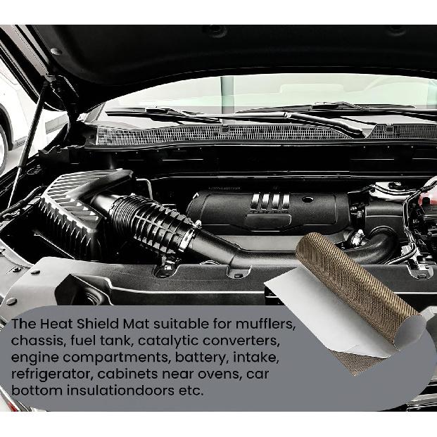 Reinforced Exhaust Heat Shield Mat 12 Inch x 24 Inch with Adhesive Backed Resistant for wall behind grill 2000 Degrees High Temp Protection Material