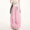 Женские желтые клетчатые брюки-шары с высокой талией, свободные, повседневные, с эластичным поясом