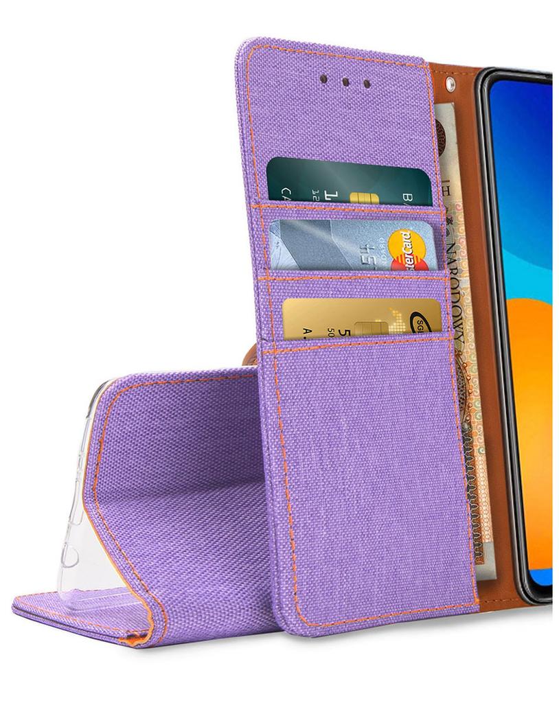 Etui Typu Portfel Do Oppo Find X9 Pro - Fioletowy Pokrowiec Canvas + Szkło