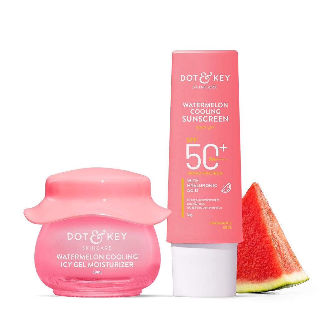 Dot & Key Watermelon Luminous Skincare Combo SPF 50 PA+++ Sunscreen 50 g And Moisturizer 60 ml Oil Control Glow
