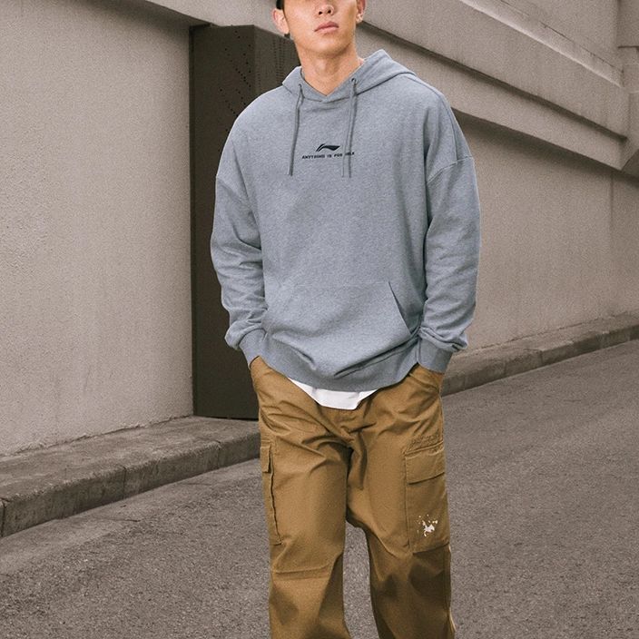Li Ning Sports Fashion Collection Sweatshirt Unisex Heather Gray AWDT597-3