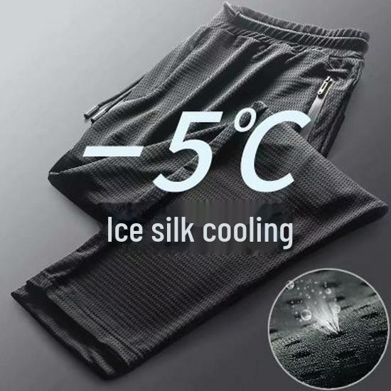 Мужские летние сетчатые дышащие эластичные спортивные брюки Ice Silk