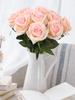 12 шт. Искусственные цветы Розы Массовый букет поддельных шелковых роз с длинным стеблем Искусственные розы Цветы для свадьбы Домашние вечерние украшения стола