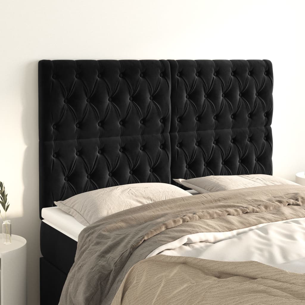 Headboard Black 144x7x118 128 cm Velvet