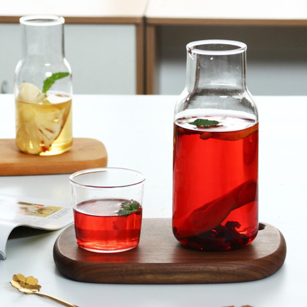 Transparent Bedside Glass Water Carafe With Cup Drink Pitcher Modern Tea Pot Study