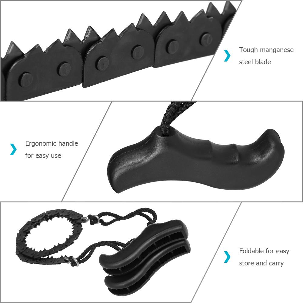 Folding Chain Saw Jagged Chainsaw Manual Steel Wire Saw Hand Camping Hiking Hunting Emergency Survival Tool
