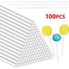 100PC Dessert Chocolate Acrylic Lollipop Sticks Cake Pop Clear Sticks Transparent Reusable
