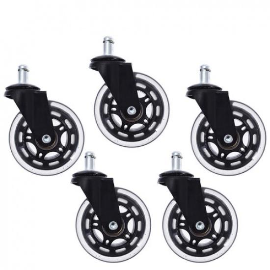 Set of 5 3 inch Office Chair Caster Rubber Swivel Wheels Replacement Heavy Duty