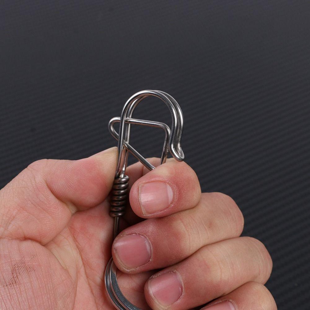 Stainless Steel Stainless Steel Wire Snap Clip Hook Carabiner Key Ring Belt Clip