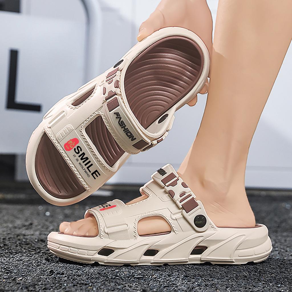 Slippers Young Men Summer Wear Dual-Purpose Beach Sandals Sports Leisure Non-Slip Outdoor One-Word Drag Men