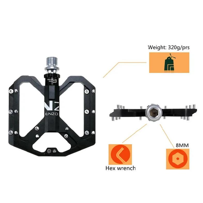 ENZO Flat Foot Ultralight Mountain Bike Pedals MTB CNC Aluminum Alloy Sealed 3 Bearing Anti-slip Bicycle Pedals Bicycle Parts