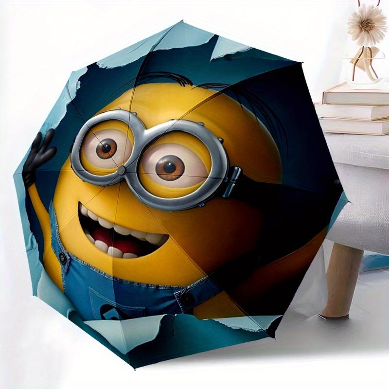 1pc Minion Self-Folding Umbrella, 8-Bone Compact Travel Umbrella, Durable Plastic And Iron Frame095