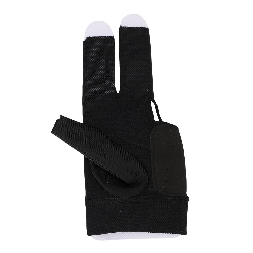 Left Hand Pool Glove 3 Finger Nylon Comfortable Elastic Universal Adjustable Billiard Pool Glove Black