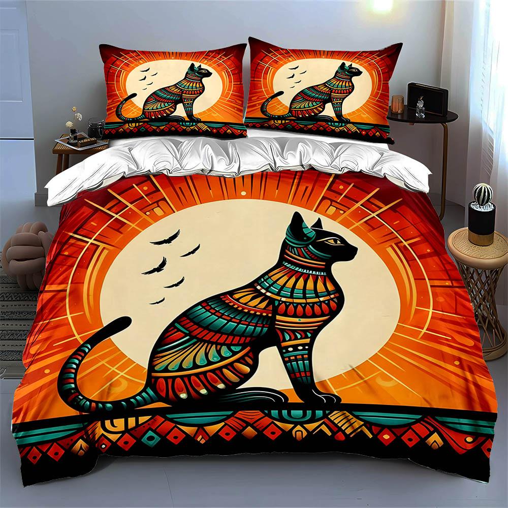 Stylized cat silhouette. Bedding Duvet cover sets Duvet covers Pillowcases gifts (1 * Duvet Cover 2 * Pillowcases, without duvet insert)
