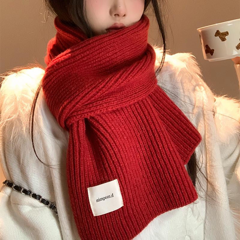 New Red Retro Plaid Christmas Scarf Women's Winter Atmosphere Green Thickened Warm Couple Scarf