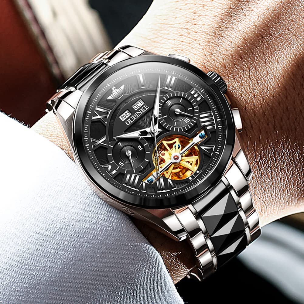 Часы OUPINKE Автоматические механические часы с удобным для чтения циферблатом Водонепроницаемые часы с календарем Автоматические с ручным заводом 40 мм Полый циферблат Мужские - Мужские - -