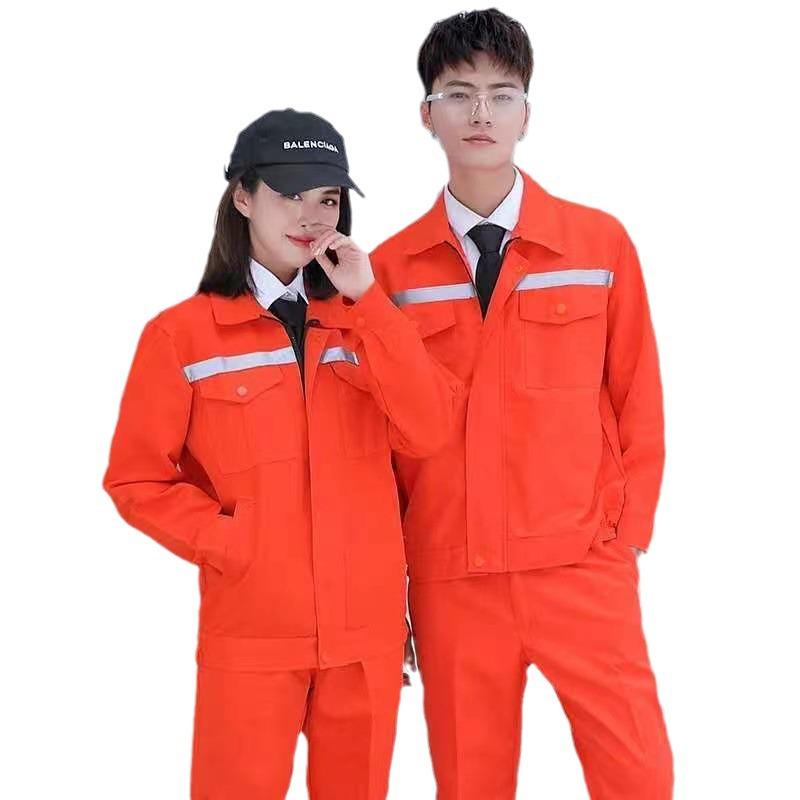 Men's Reflective Long-Sleeve Workwear Set - Durable Auto Repair Attire for Spring & Autumn