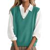 Fashionable Girls V-neck Knitted Vest All-match Waistcoat Temperament Casual Sweater