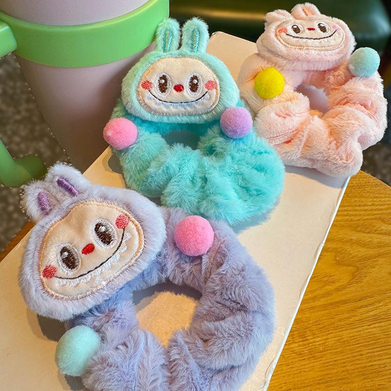 2 шт. милые мультяшные плюшевые петли для волос Labubu, не вредят волосам, головные уборы, детские веревки для волос, милые высокоэластичные резинки, подарки