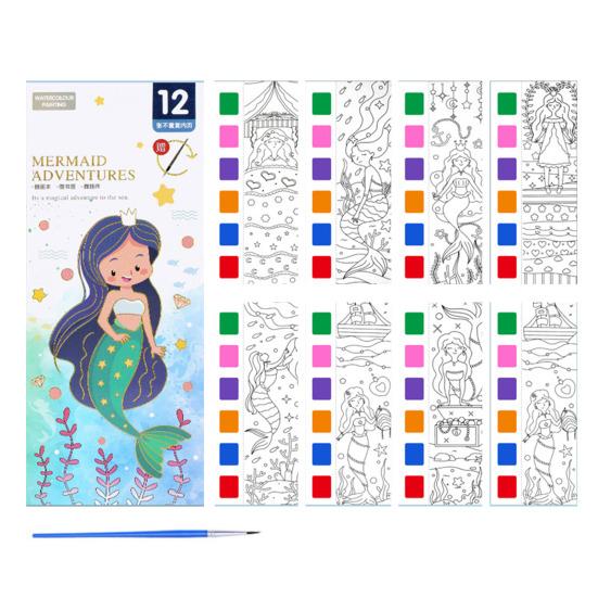 Мини-акварельная раскраска для взрослых и детей, обучающая рабочая тетрадь для рисования, яркая цветная книга для рисования