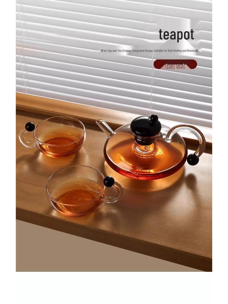 Nordic Style Smoke Grey High-Temperature Resistant Sage Glass Kettle Teapot Set