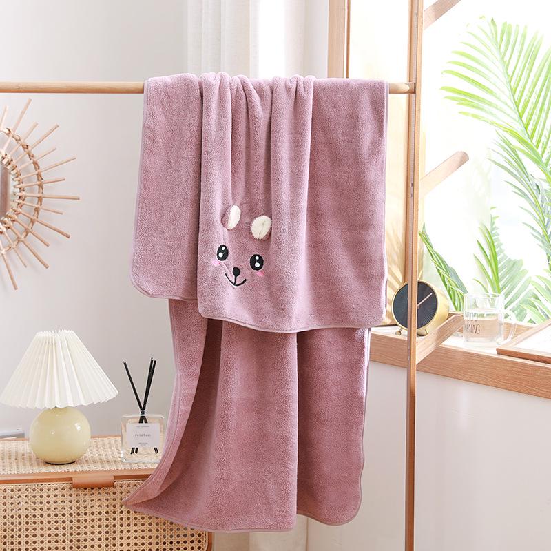 Быстросохнущее полотенце для купания с милым мультяшным принтом для младенцев - мягкое, впитывающее, толстое, коралловый флис
