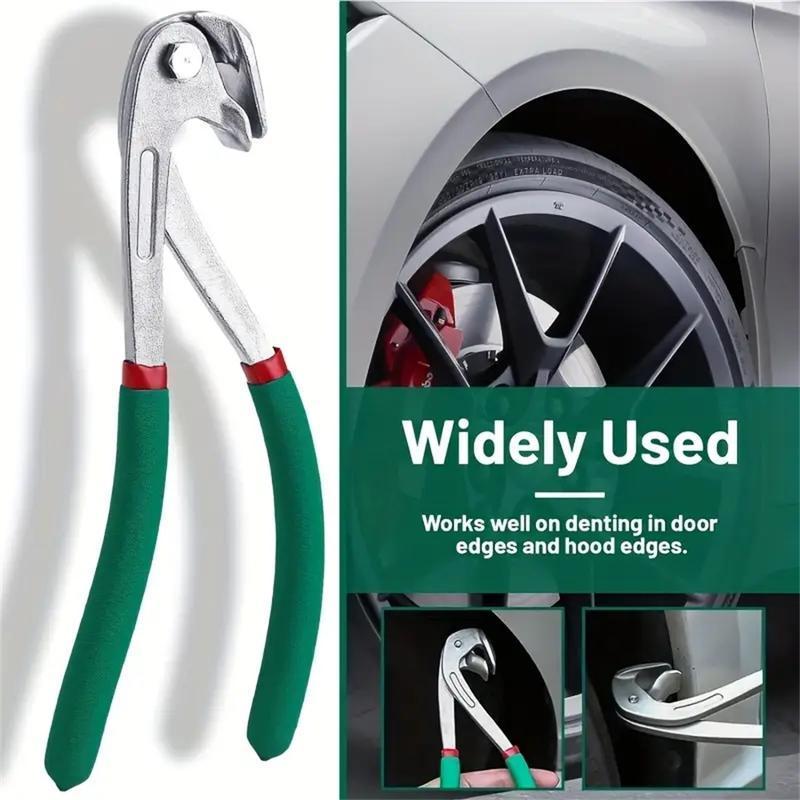 Stainless Steel Paintless Dent Repair Pliers – Auto Body Edge Crimping Tool for Car Door & Fender Panel Dent Correction with Non