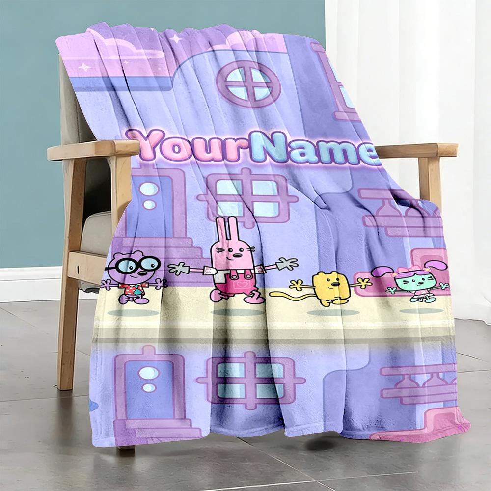 Wow! Wow! Wubbzy Customize Your Name Blanket Lightweight Personalized Blanket Comfortable for Bedding Living Room Picnics Livingroom