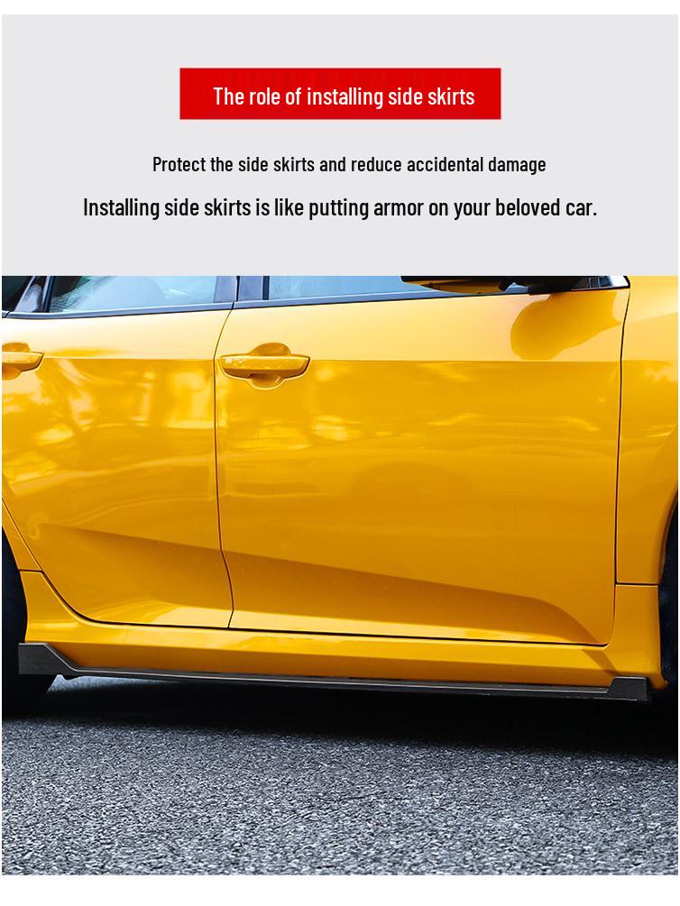 Carbon Fiber Style Side Skirts for 2016-2019 Honda Civic Sport (10th Gen) - Gloss Black