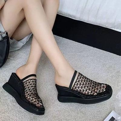 Модные летние новые шлепанцы с глубоким носком и круглым мысом, дышащие, противоскользящие и износостойкие, водонепроницаемая платформа, высокий каблук