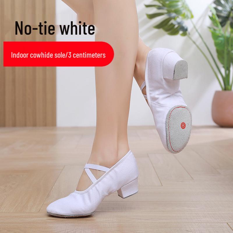 Женские танцевальные туфли без шнурков на каблуке - Мягкая подошва для балета, йоги, танца живота, для взрослых, для преподавателей и практики.