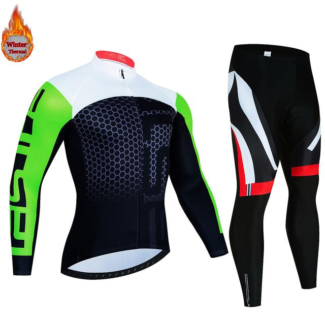 Зимний комплект для велоспорта 2023, мужские теплые велосипедные майки с длинными рукавами, уличная одежда для езды на велосипеде, одежда для велоспорта MTB, комплект нагрудников и штанов