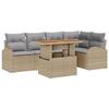 VidaXL Ensemble salle à manger jardin 6 pièces avec coussins Beige Poly Rattan Acacia 3349587