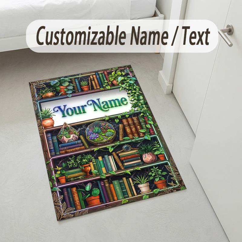 Bohemian Mandala Theme Soft Crystal Velvet Rug Custom Name & Text Print Non Slip Floor Rug for Bedroom Living Room
