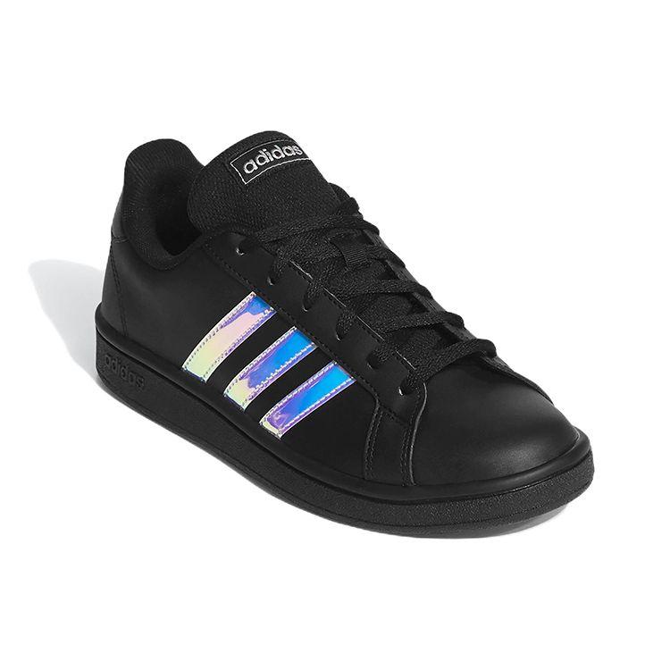 adidas Grand Court Base Черные переливающиеся мужские кроссовки Core-Black Cloud-White Grey GV6704