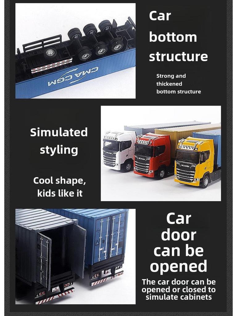 Модель контейнеровоза Scania из сплава - Двухъярусный полуприцеп-игрушка