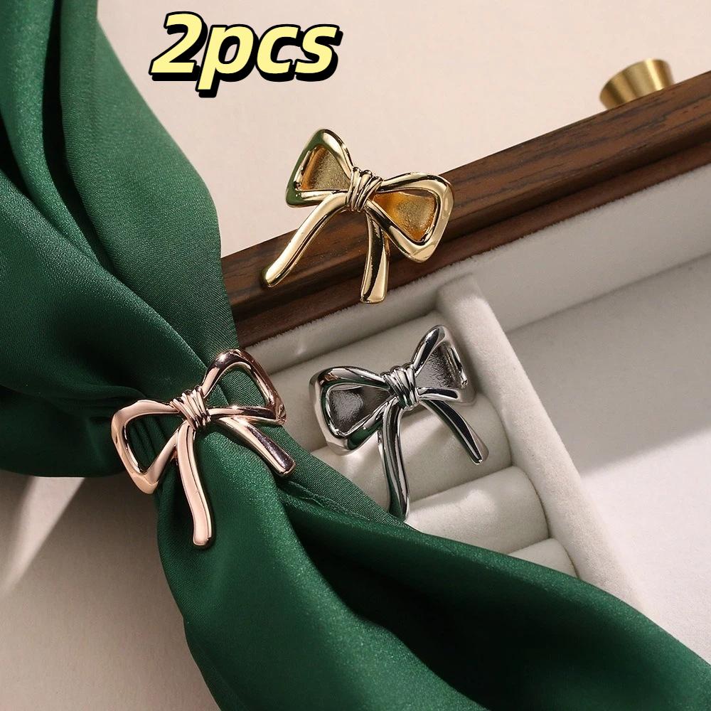 2pcs Alloy Bow Scarf Clip Golden Color Corner Knotting Buckle New Scarf Buckle Scarf Fixing