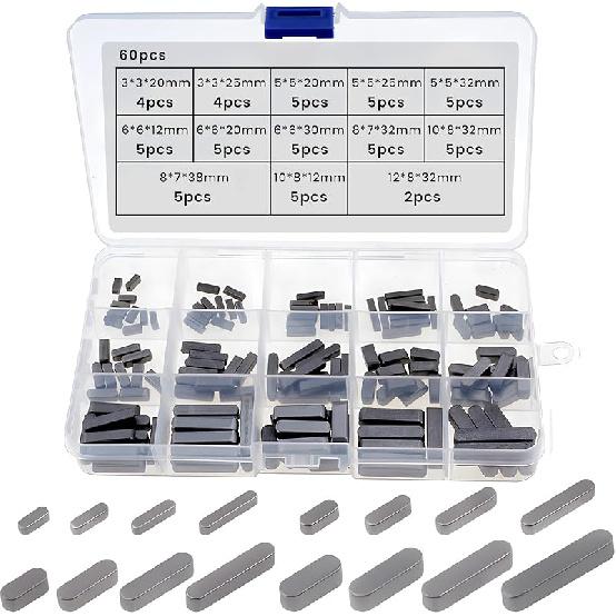 Pulley Keyway Key,Parallel Square Stock Key,Parallel Drive Shaft Keys Sets, Flywheel Keys, Keyway Stock, Keyway Tension for Fasteners Mechanical