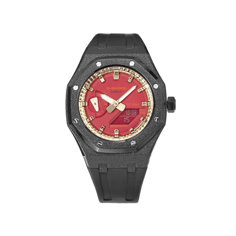 CASIO Unisex Liquid Crystal/Analog Dual Display Series 44.5mm Red Watch GA-2100-4A(Team788--)