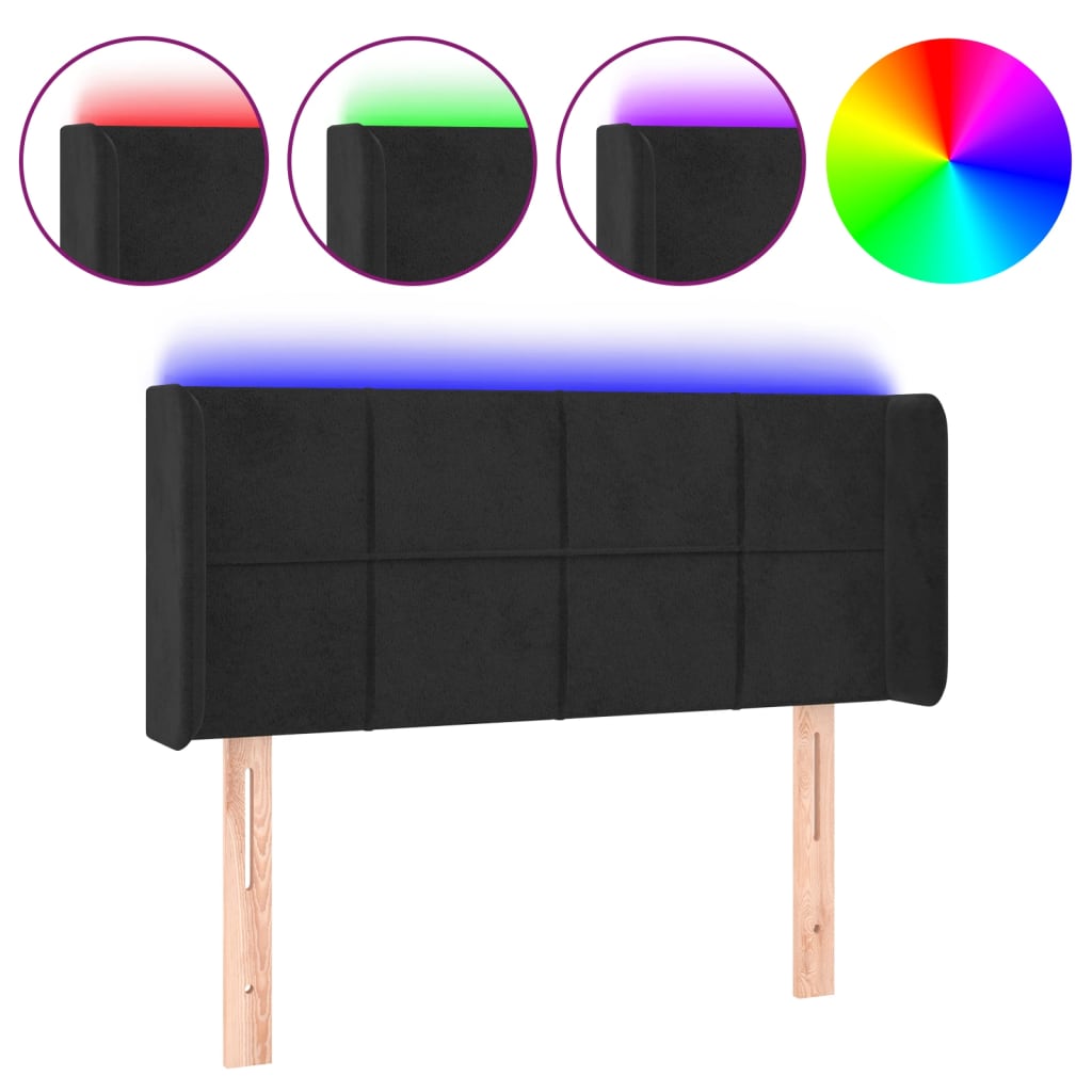 LED Headboard Black 83 x 16 x 78 88 cm Velvet