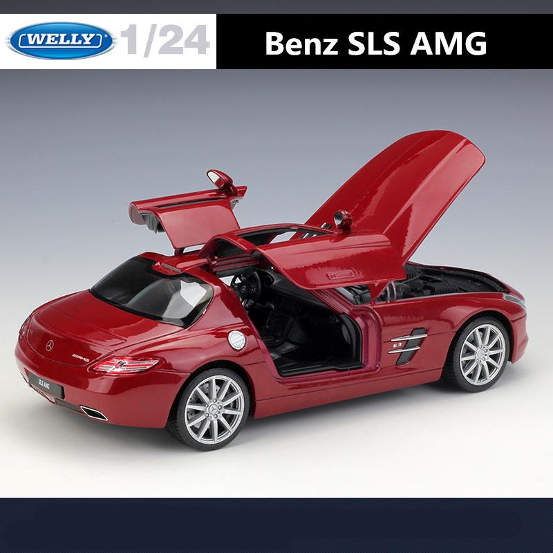 Welly 1/24 Mercedes Benz SLS AMG Сплав Спортивная Модель Литье под Давлением Металл Гоночный Автомобиль Модели Коллекция Игрушка Подарок для Детей