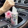2/4pcs Car Tissue Box Holder for Cup Holder,Floral Design Pink White Tissue Cover,160-200 Sheets Auto Car Organization Accessory