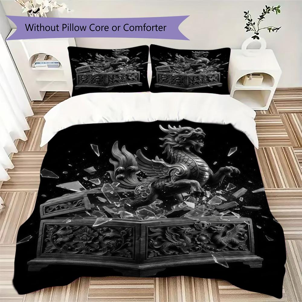 Dark Crown and Royal Wand Pattern Bedding uilt Set uilt Cover Pillowcase Home Decoration Birthday Gift (1 * duvet cover + 2 * pillowcase without core)