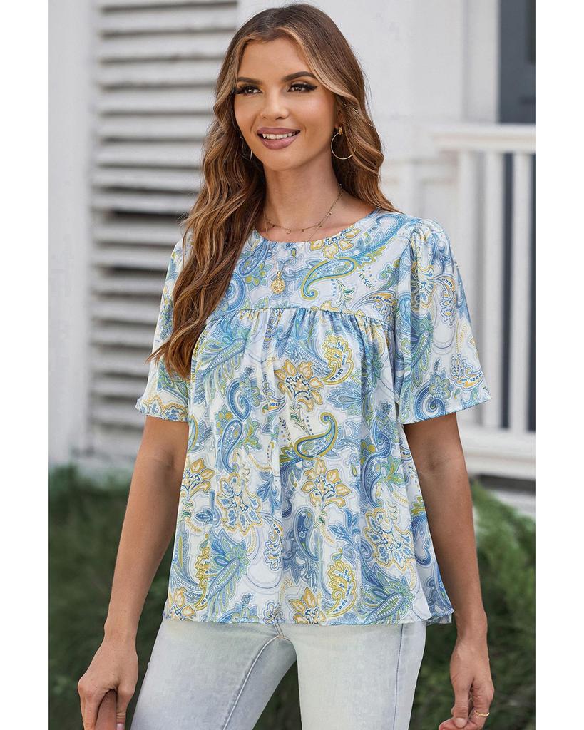 Azura Exchange Блузка с широкими рукавами и принтом пейсли