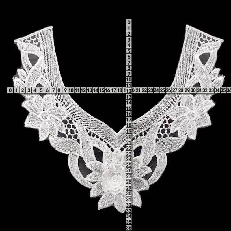 Красивый большой цветочный вышитый воротник, черно-белый цветочный кружевной декоративный воротник, аксессуары для женской одежды