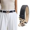 Stylish Butterfly Buckle PU Belt Easy Adjustment Blingbling Rhinestone Waist Belt Travel Friendly Waist Accessory